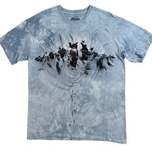 The Mountain Mens Large Tie Dye Graphic T Shirt Helicopter Bomb Drop USA Made